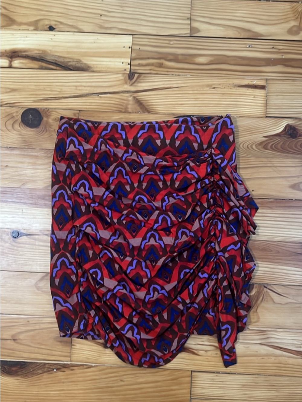 dolan Red Multi-Color Patterned Ruffled Mini Skirt - Picture 3 of 6